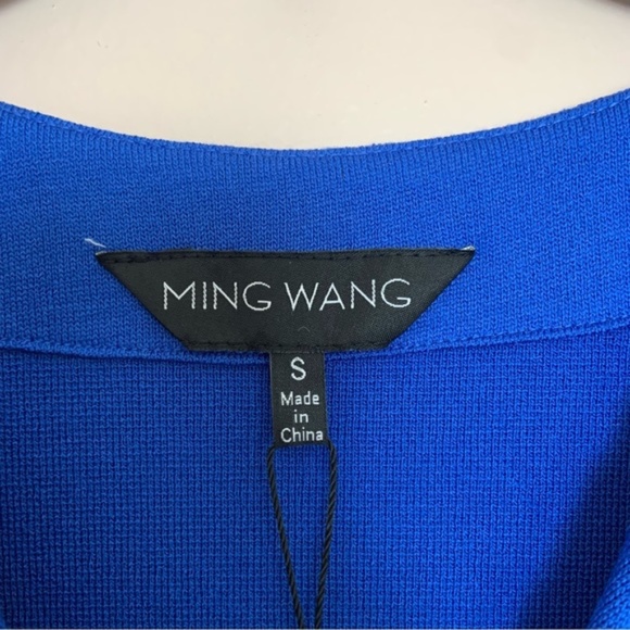 NWT New Ming Wang Royal Blue Grommet Detail Short Sleeve Knit Dress Size Small - Picture 3 of 4